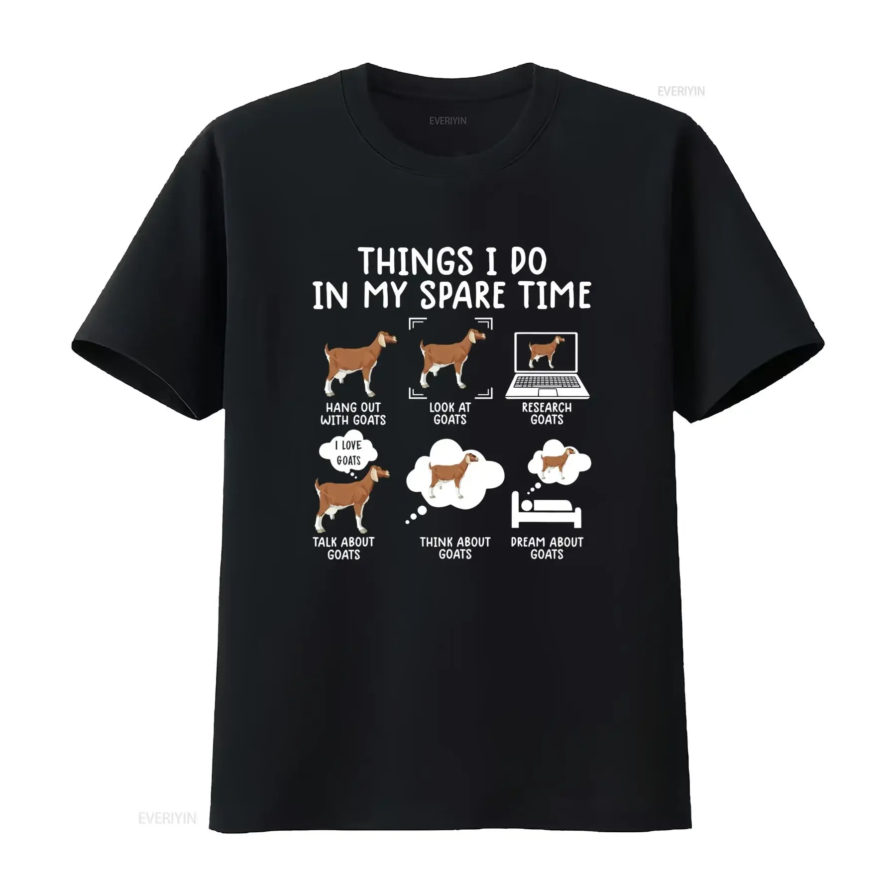 Funny Goat Lover T Shirt Things I Do In Spare Time Hang Look Research Talk Think Dream About Goats vintage Washed Casual