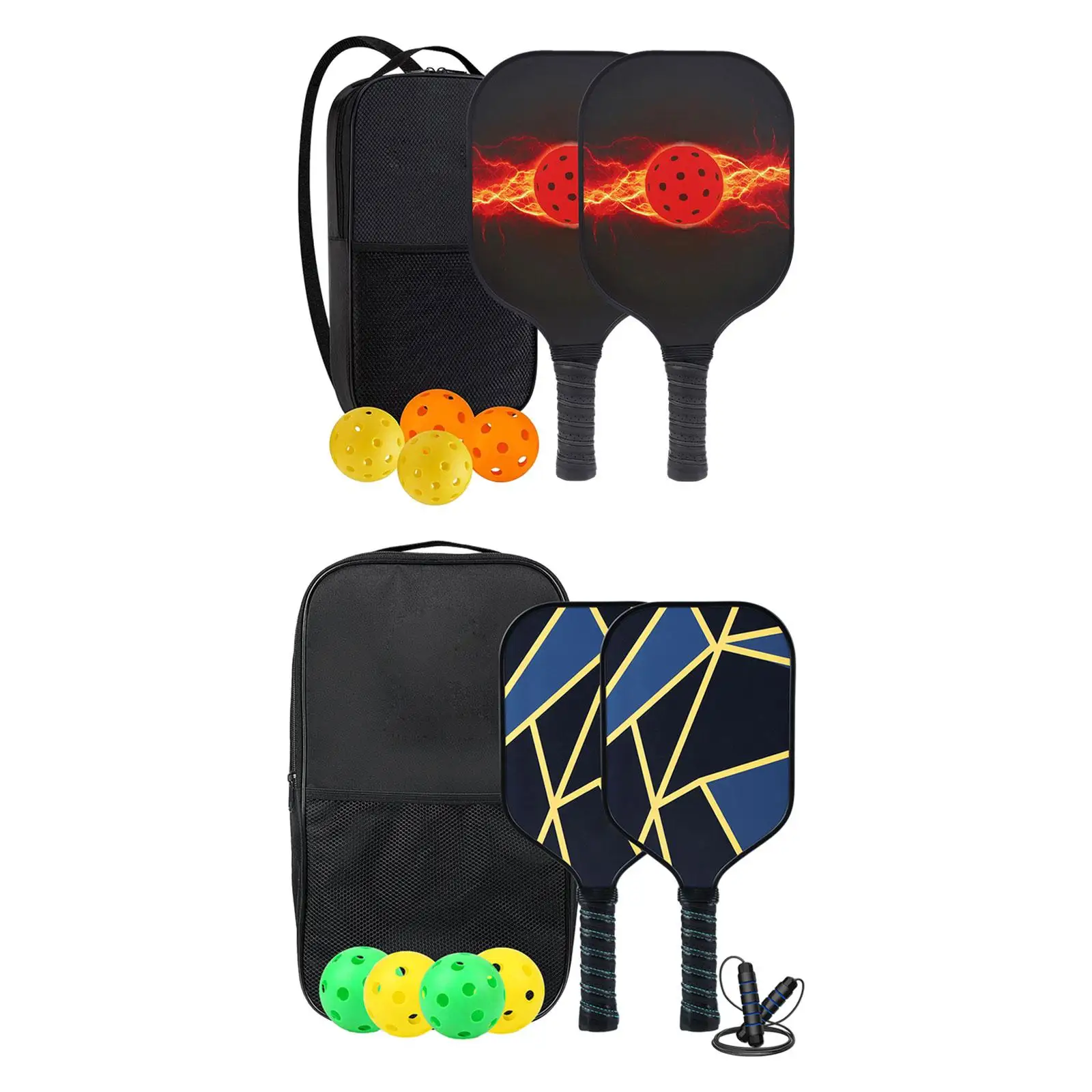 Raquetas de Pickleball, paletas de práctica de Pickleball, agarre cómodo, regalos, suministros deportivos profesionales con bolsa de tela Oxford, 4 bolas