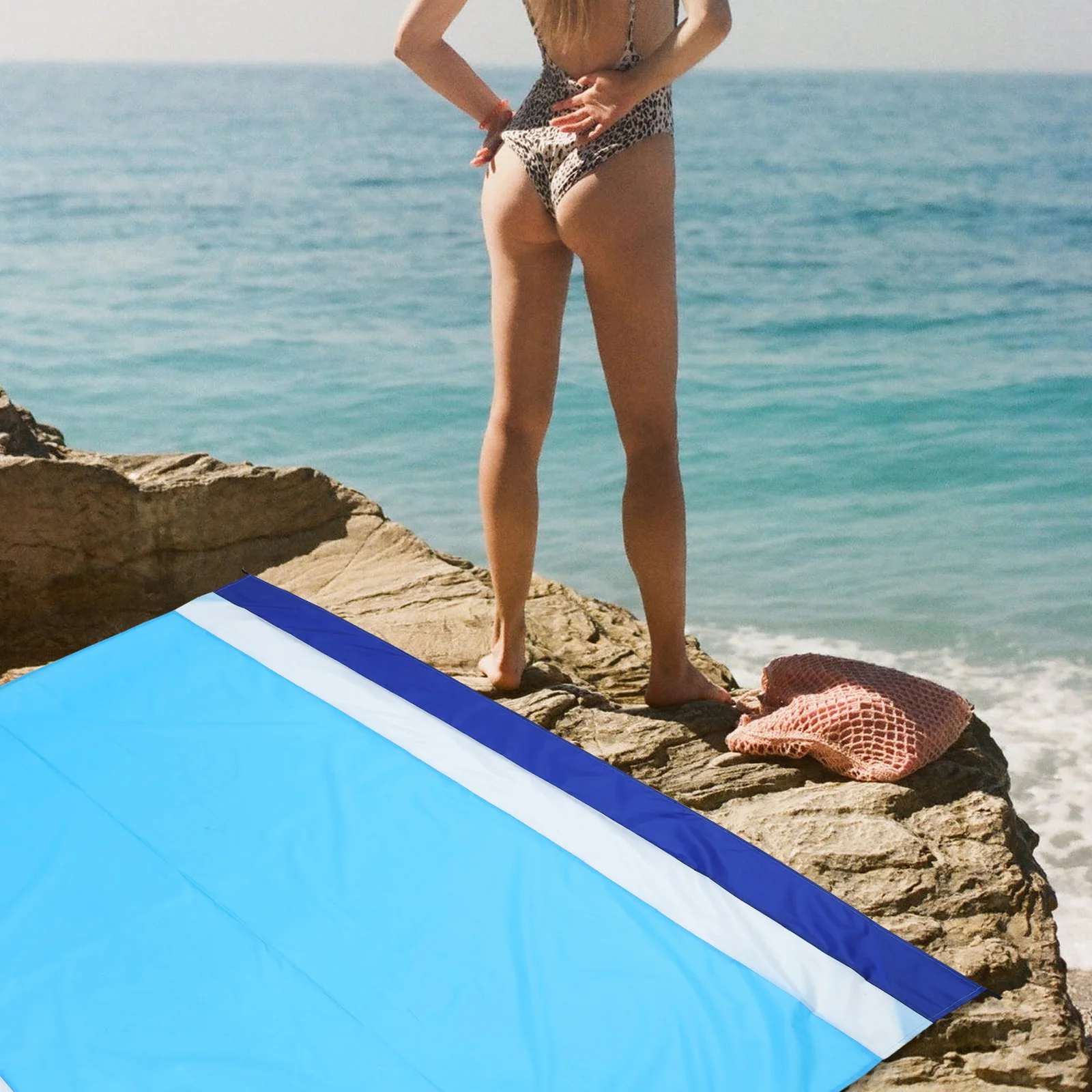 

Waterproof Beach Blanket Sandproof Pad Mat Folding Outdoor Picnic 210t Grid Nylon Lawn Travel