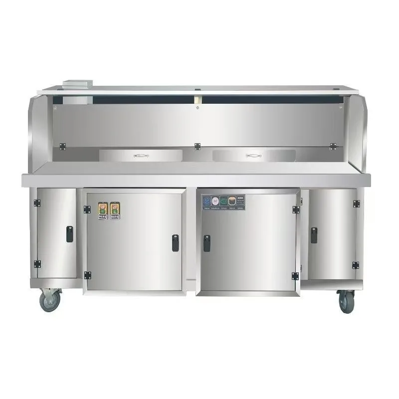 Commercial stall mobile flat suction barbecue truck purifier barbecue grill