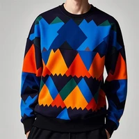 Fall Fashion Pullover Sweatshirt For Men 3d Colorful Geometry Graphic Print Round Neck Neck Hoodies Pullover Casual Male Clothes 4