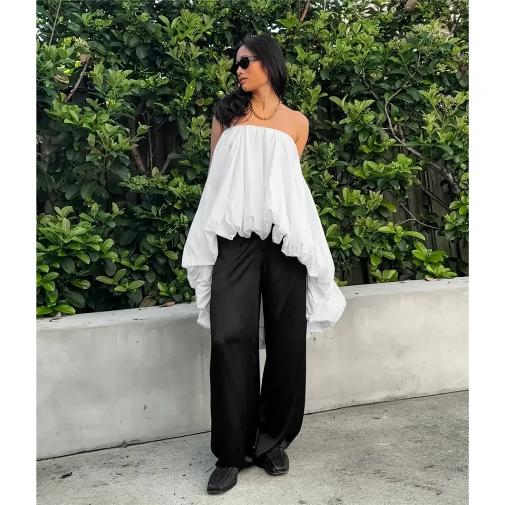 

Новинка 2026: Женские укороченные топы на весну-лето, облегающие, однотонные (черные, белые), в стиле Y2K, с открытыми плечами, без бретелек, футболки-бюстье