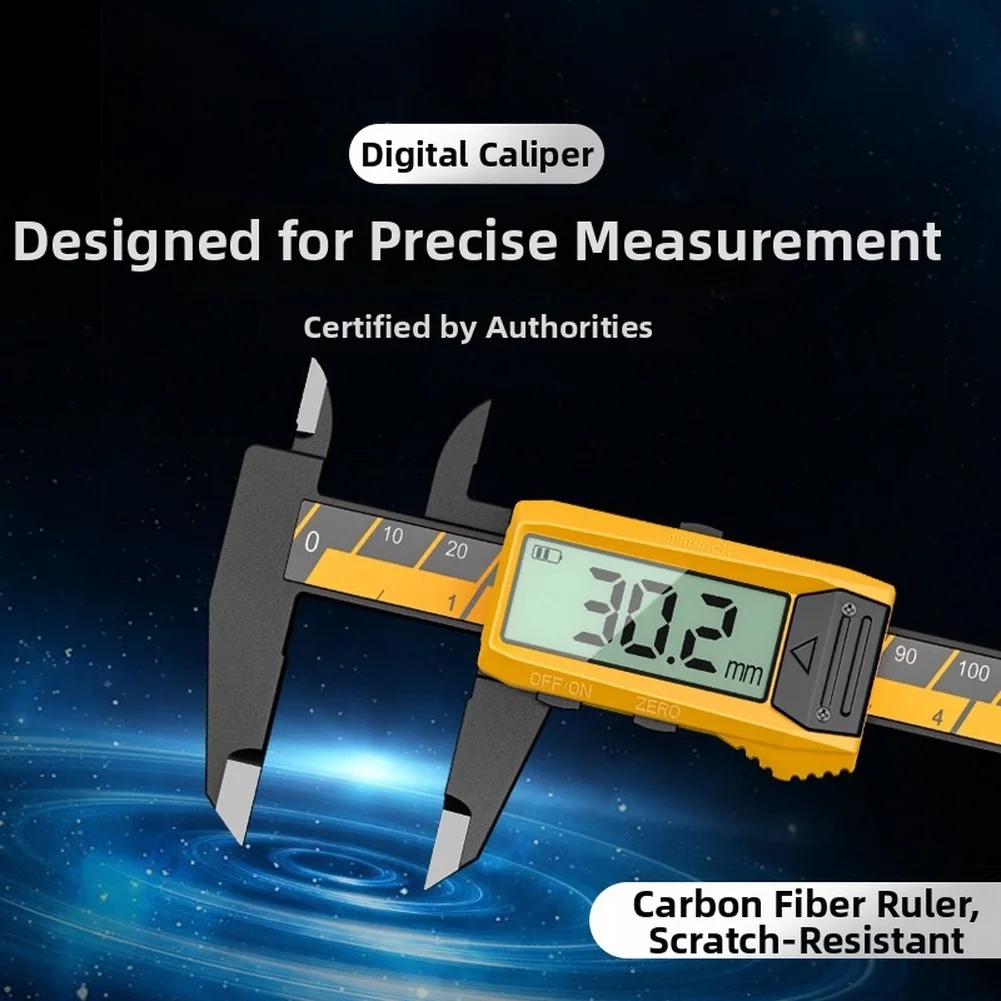 150mm Digital Caliper Electronic Vernier with Auto Power Off LCD Screen External Internal Depth Step Measurement Functions