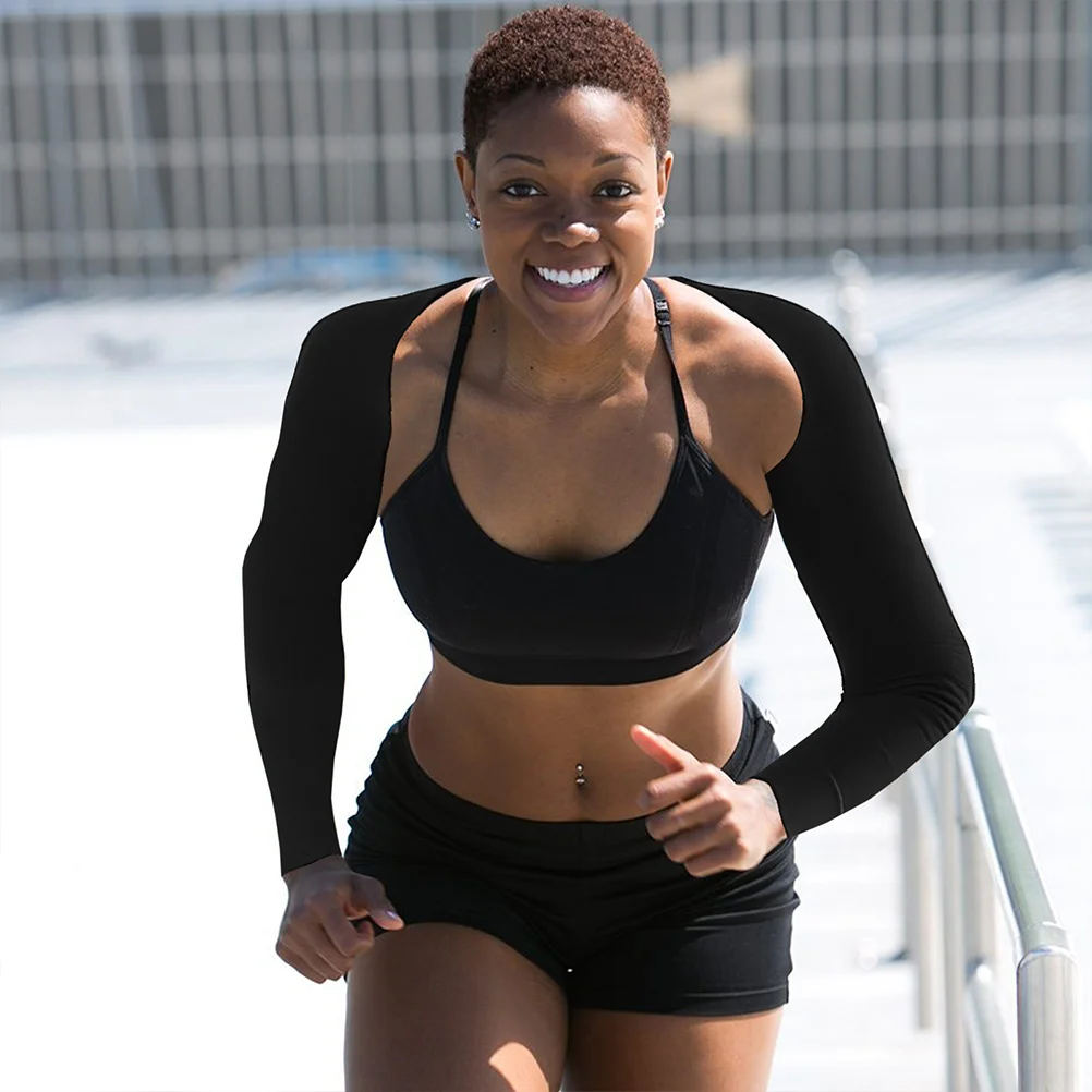 2 szt. modelujących rękawów na ramiona dla kobiet, wyszczuplające rękawy z ochroną przeciwsłoneczną, rękaw trzy czwarte, mocne modelowanie, elastyczne.