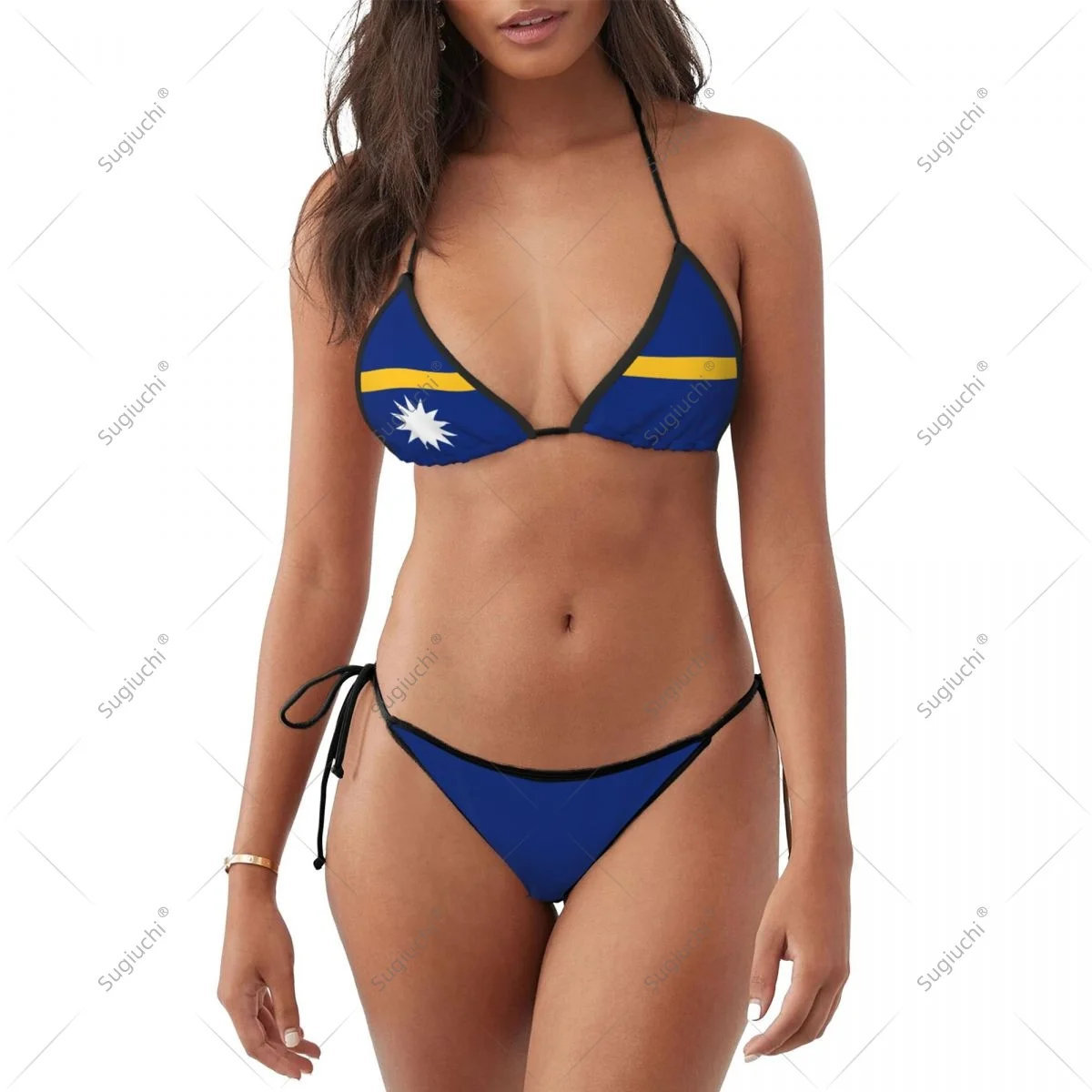 

Women Girls Bikini Nauru Flag Swimsuit Sets Three Point Beachwear Swimming Bathing Beach Party Suits Sexy Mujer