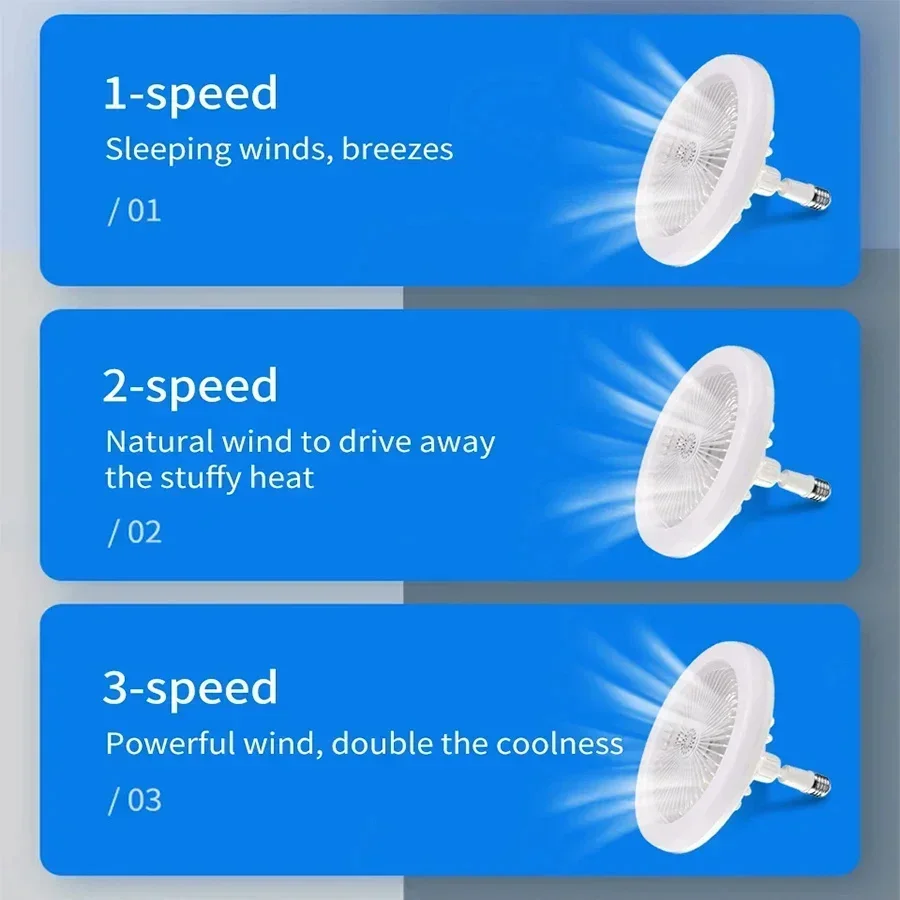 리모컨 조명 램프 포함 회전식 천장 선풍기, E27 컨버터 베이스, 조명 베이스, 침실 거실 나노 아로마 테라피, 3in 1