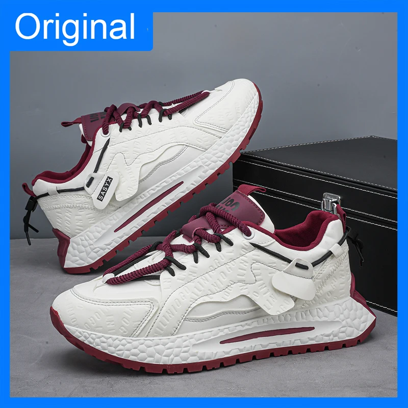 

Men Sports Shoes Soft Thick Soled Shock-absorbing Fashion Comfort Versatile Wear-resistant Breathe Leather Outdoor Fitness Shoes