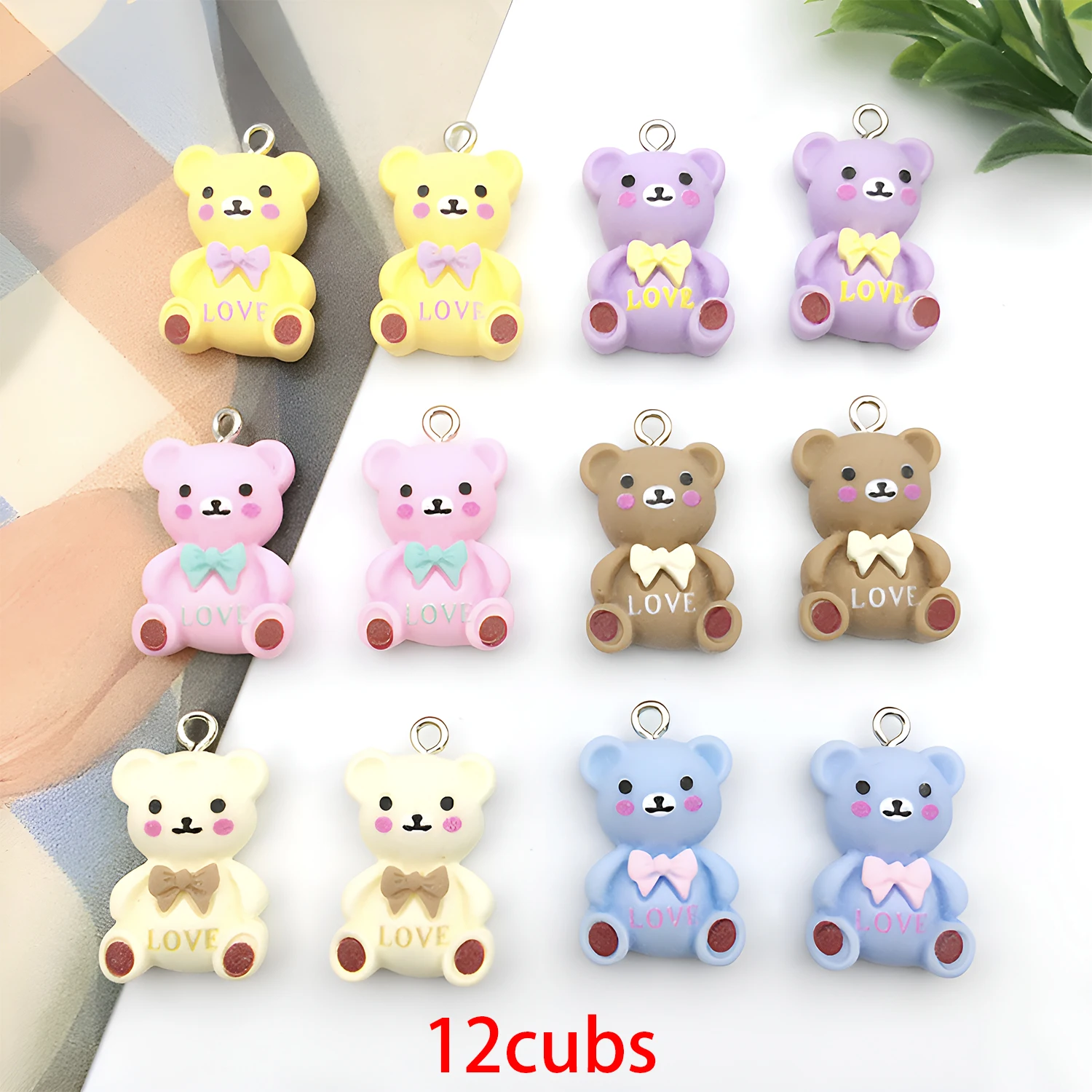 6/12pcs Resin Bear Charm Set – DIY Craft Kit for Earrings, Bracelets, Necklaces & Bag Accessories