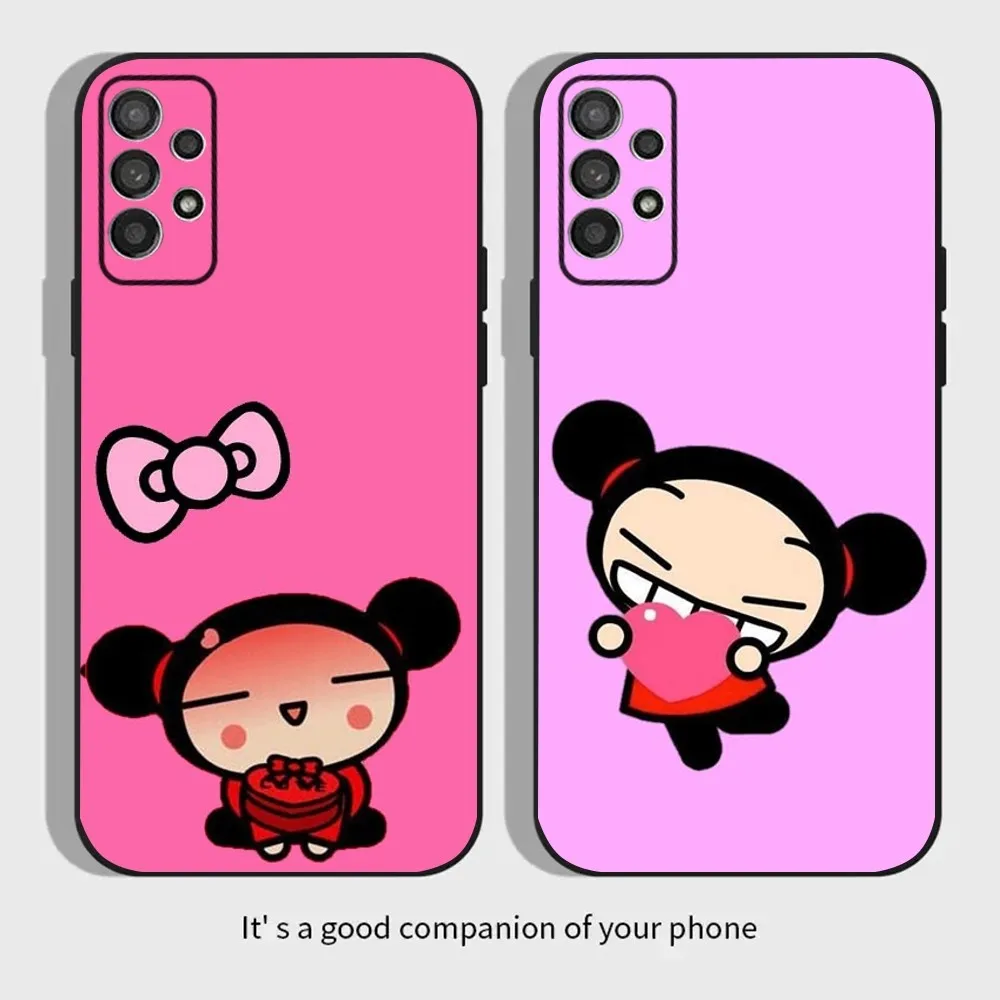 Cute Cartoon P-Pucca Garu Phone Case For Samsung Galaxy A13,A21s,A22,A31,A32,A52,A53,A71,A80,A91 Soft Black Cover