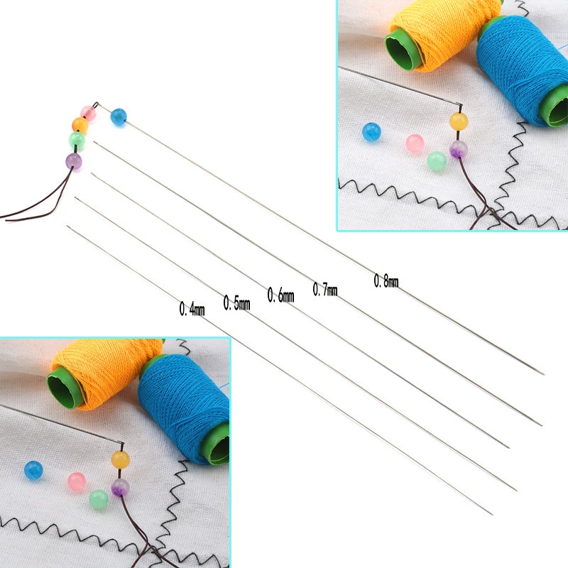 SMI – aiguilles à perles en acier inoxydable, 4 Styles, pour la fabrication de bijoux, jeu de enfileurs, longs, droits, grands yeux, outils pour