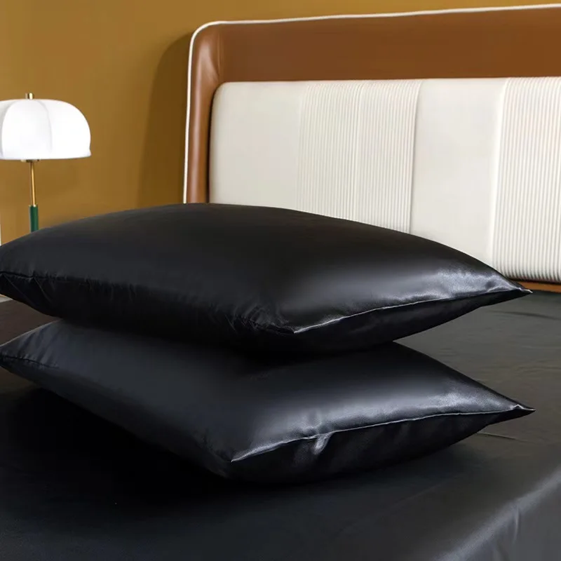 2 Stück Polyester-Satin-Kissenbezug, bequemer Haar- und Schönheitskissenbezug für Bettkissen, Heimdekoration, Standard/Queen-Size – Detail 2