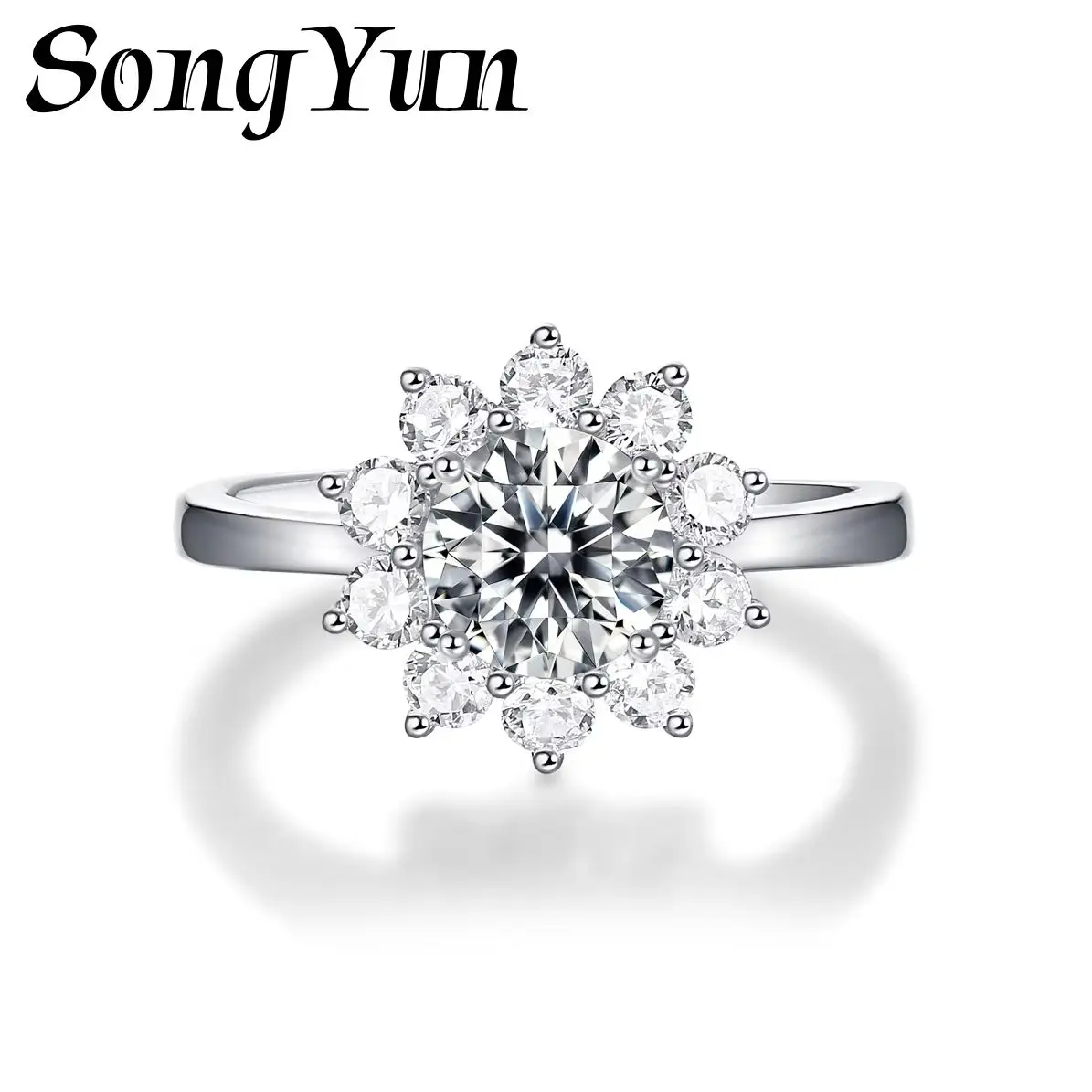 SONGYUN Luxury Jewelry 925 Sterling Silver Ring VVS Moissanite Elegant Ring for Daughter 18K Gold Plated SYT Patent Rings