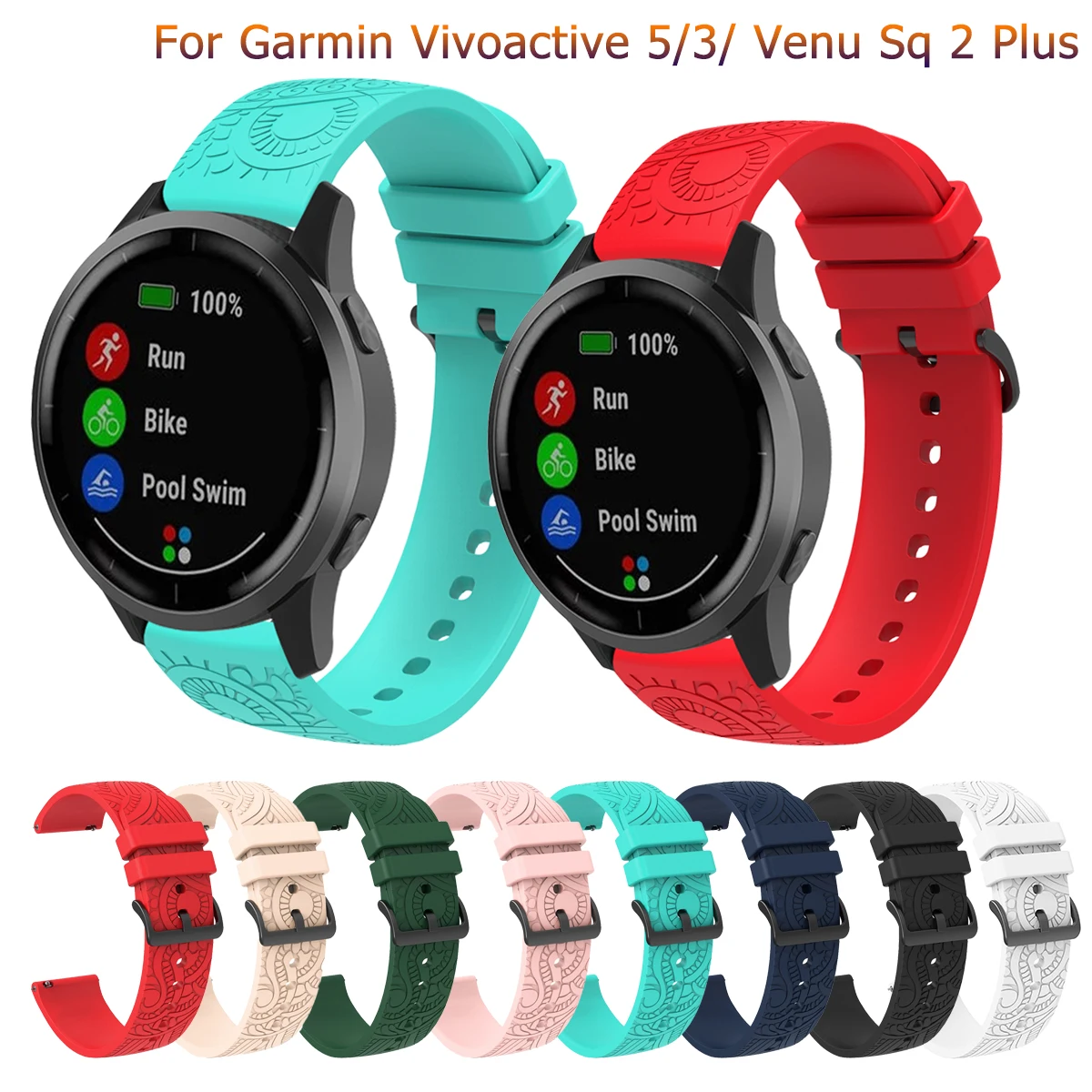 

20mm Silicone Watch Strap Watchband for Garmin Vivoactive 5 3 HR Forerunner 245 645 Smart Wristband Bracelet Band Huawei Watch 2