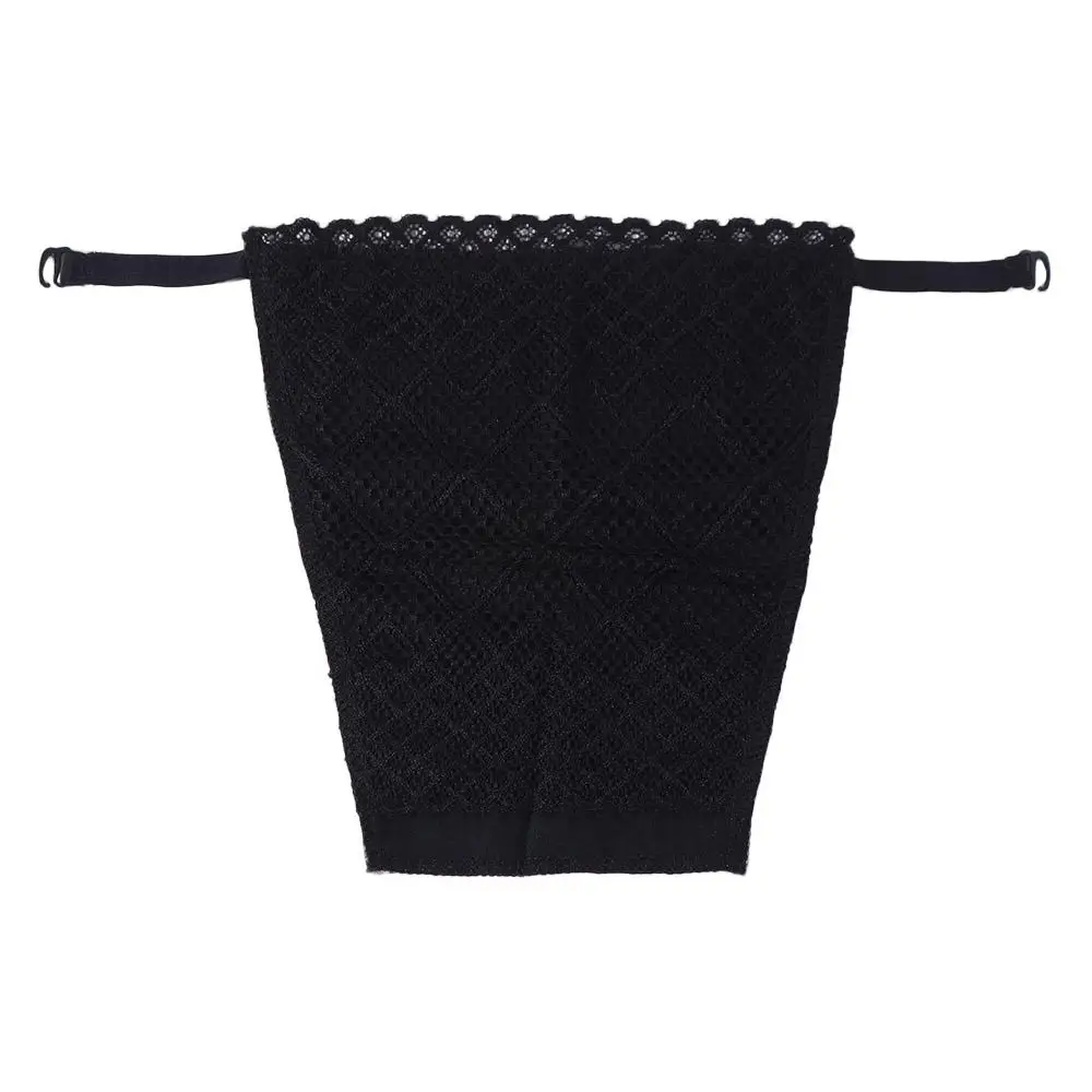 

Fashion Stripe Strapless Insert Wrapped Chest Double Layer Mesh Lace Anti-Glare Tube Top Thin Underwear Lady