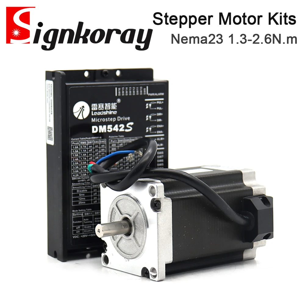 SignkoRay Leadshine Stepper Driver Motor Kits NEMA23 57CM13 1.3N.m 57CM26 2.6N.m DM542S for Co2 Laser Cutting and Engraving