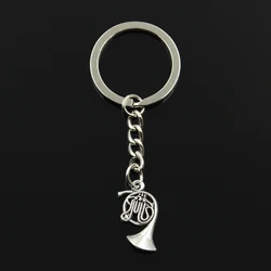 Fashion 30mm Key Ring Metal Key Chain Keychain Jewelry Antique Silver Color Plated French Horn 23x18mm Pendant