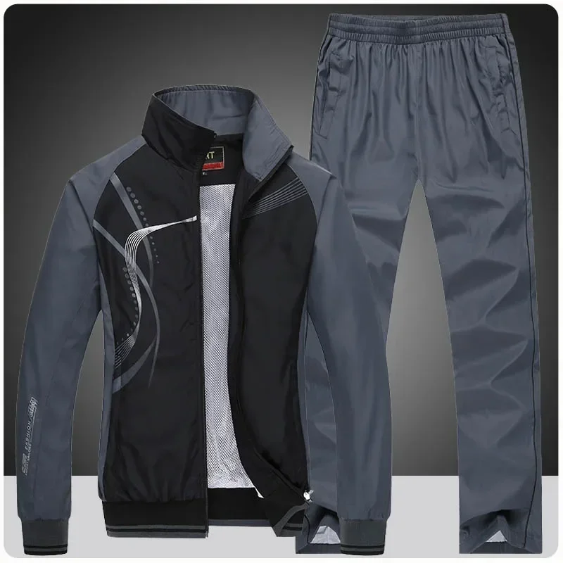

Men`s Sportswear Spring Autumn Joggers Running Tracksuit 2 Piece Sets Basketball Sports Suit Jacket+Pant Sweatsuit Male Clothing