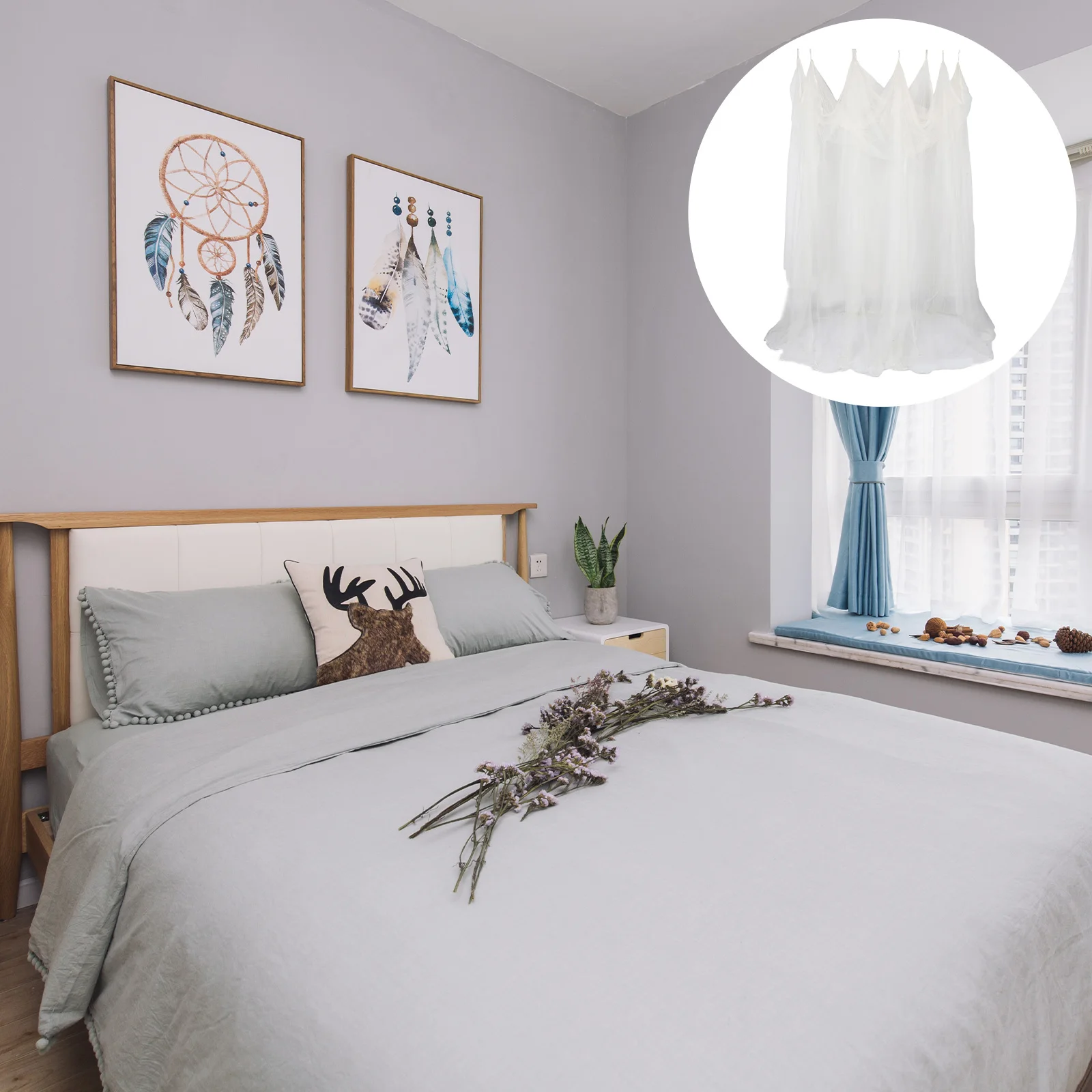 

1Set Square Shaped Mosquito Net with Four Opening - Spacious Box Style Canopy for Double Single Beds Allergy