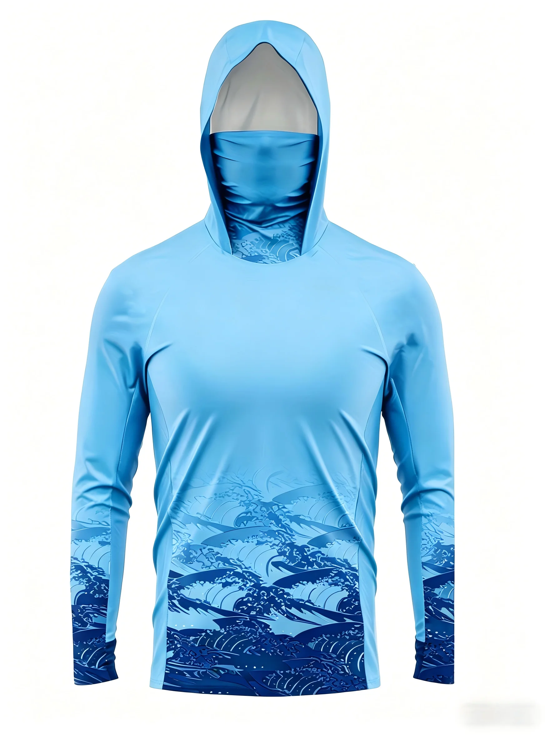 European and American Men's Summer New Wave Print Comfortable Breathable Fishing Suit Long Sleeved T-Shirt Outdoor Casual Top image 4