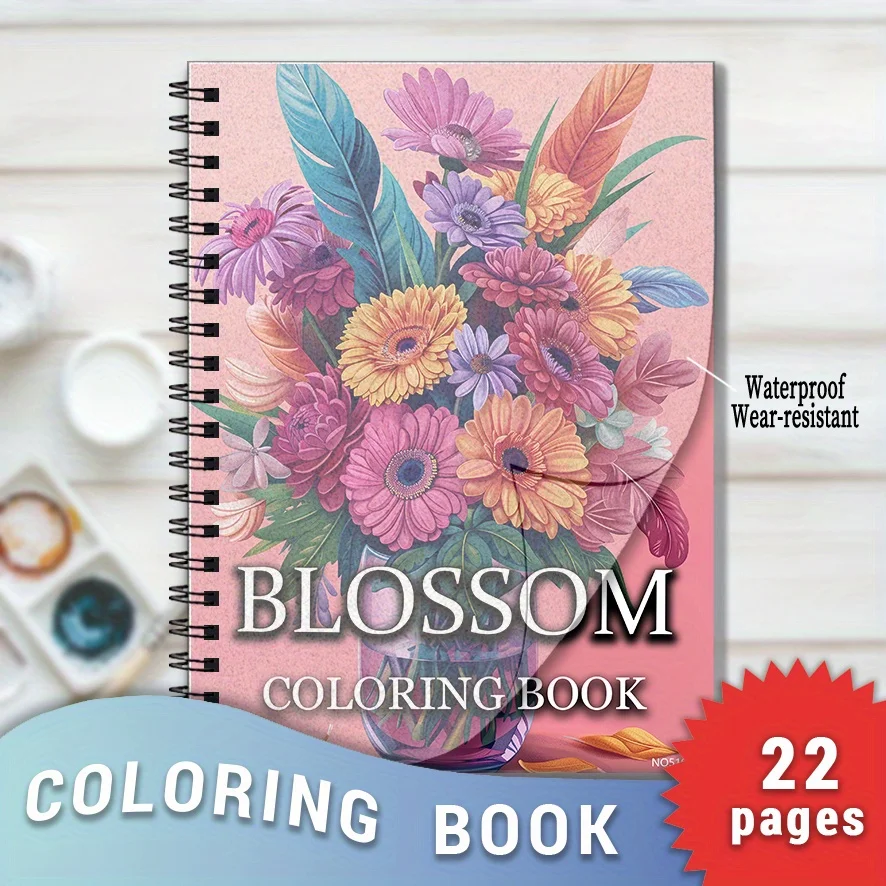 Blossom Coloring Book 8.3 X 11.2 Inches 22 Pages - Stress Relief And Positive Thinking Emotions Coloring Book