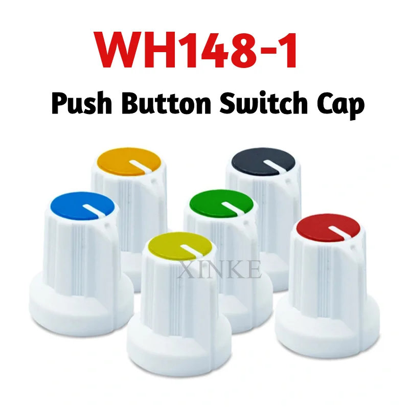 5PCS AG1 Knob Cap WH148-1 Potentiometer Knobs 6mm Shaft Ribbed Grip Control Adjustment Volume Red/Blue/Green/Black/Yellow/Orange