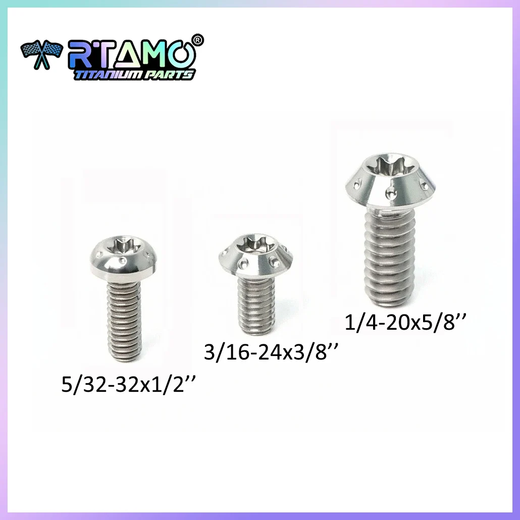 RTAMO Titanium Alloy Bolt 5/32-32x1/2in 1/4-20x5/8in 3/16-24x3/8in UNC Inch Bolt M4 M5 M6 Imperial Screw for Bicycle Motorbike