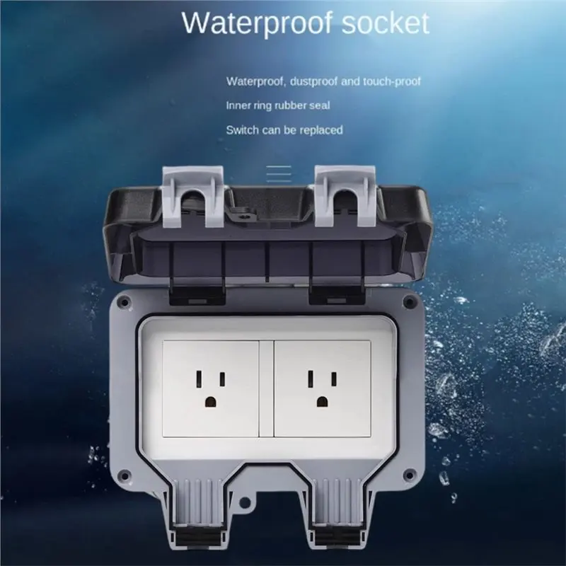 AB08-IP66 Waterproof Outdoor Power Socket Charging US Socket Rainproof Splashproof International Universal US Plug