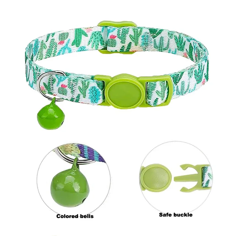 Pattern 2 Pack,Cute Classic Safety Buckles and Bells,Adjustable Printed Nylon Colorful Pink Pet Cats collar