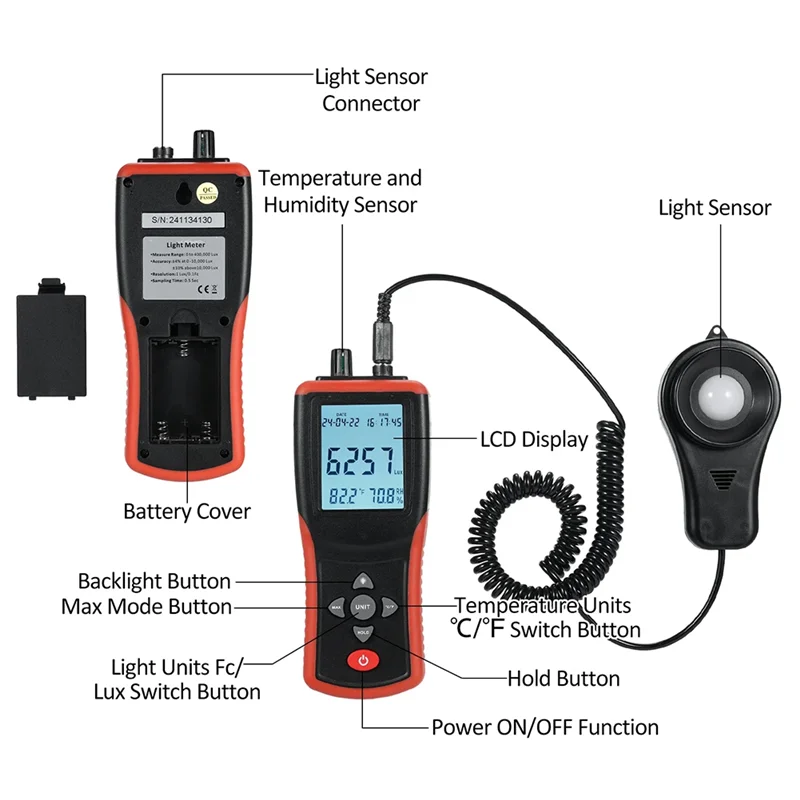 

N11R TL-603 Digital Professional 400000 Lux Meter Handheld Light Meter FC Measure Luxmeter Illuminometer Photomete