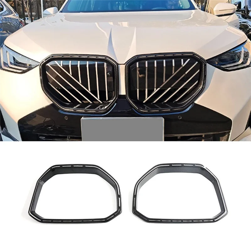 

For BMW X3 G45 2025 Carbon Fiber Car Front Central Grille Cover Frame Trim Decoration Accessories