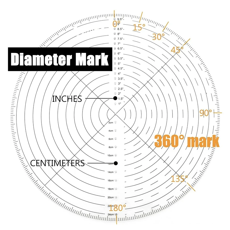 Round Sewing Ruler Center Finder 10Inch Acrylic Ruler For Cutting Fabric Quilting Templates DIY Hand Sewing Tool