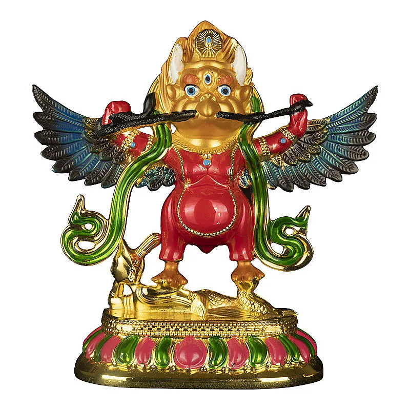 New Tibetan Buddhist Alloy Metal Gilding Colored Fengshui Suppliers Lucky Roc Garuda Great Golden-winged Peng Bird Character