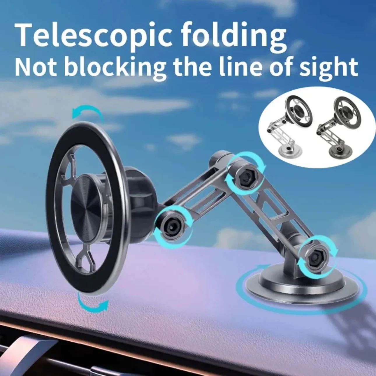 

Metal Magnetic Car Phone Bracket with 360Degree Rotating Accessory Foldable Ventilated Magnet Gps Cars Accessories for Phones