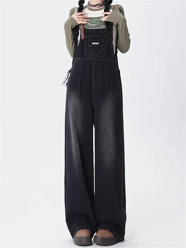 

Американские антивозрастные джинсовые комбинезоны, женские летние новые свободные прямые широкие брюки, рабочая одежда, комбинезоны ter Ne, повседневные высокие ...