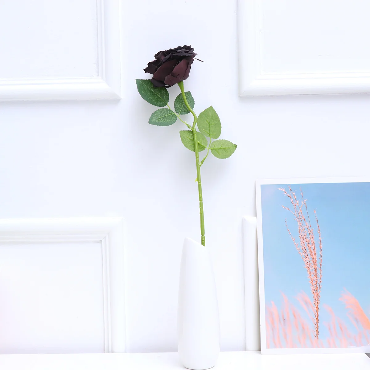 

Flower Artificial Decorative Flowers Rose Bouquet Wedding Party Black Real Looking