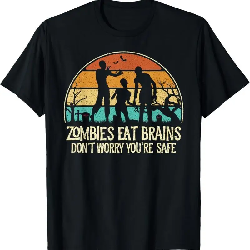 Zombies Eat Brains Don_t Worry You_re Safe Retro Halloween T Shirt