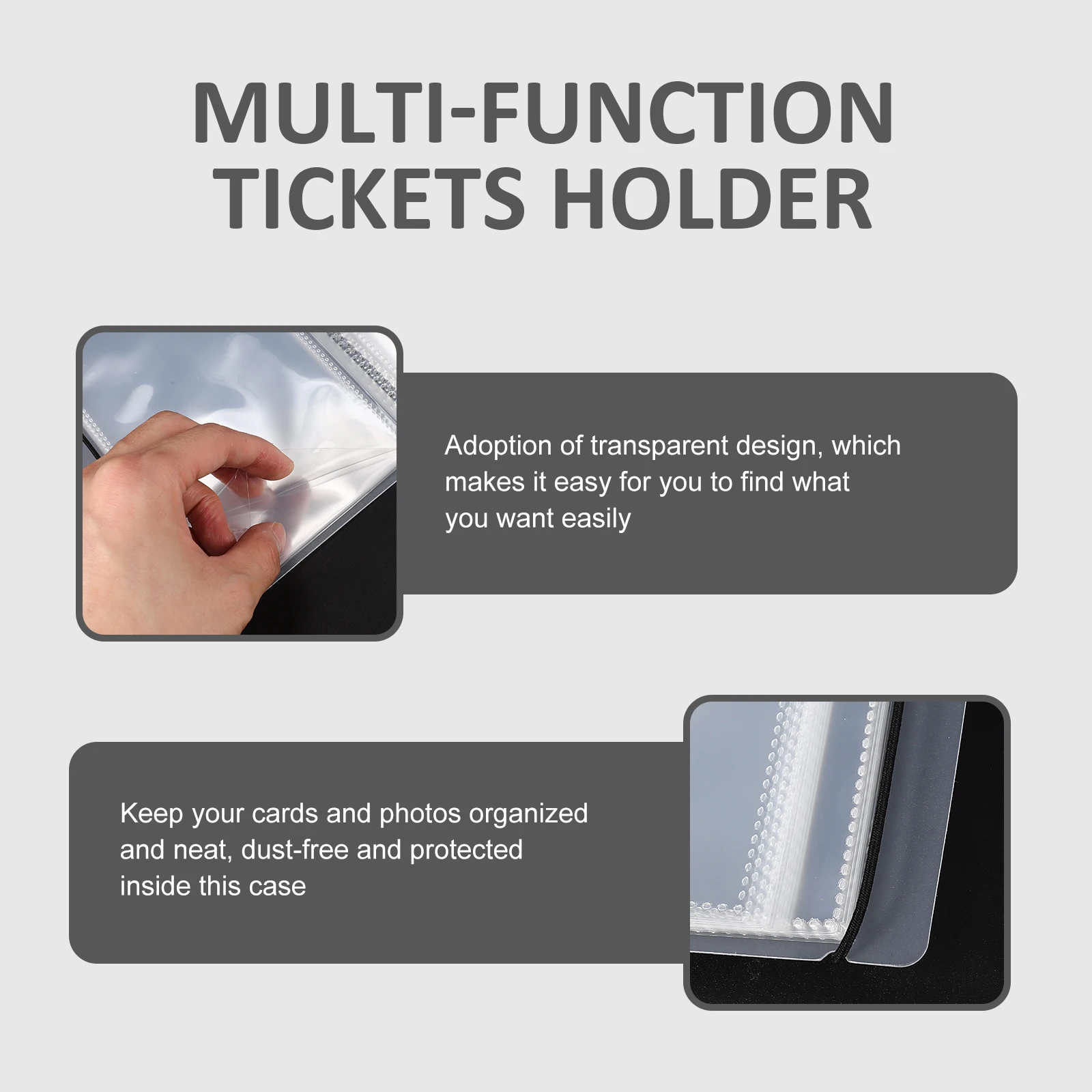 Tickets Collection Album Premium Plastic Wear-Resistant Transparent Design for Movie Plane Train Tickets Storage Memory