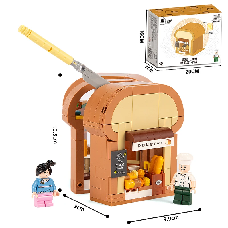 

wekki Bakery DIY building blocks Toast-shaped House Assembly Toys Street view shop Ornament Boys Girls Birthday Gift Puzzle