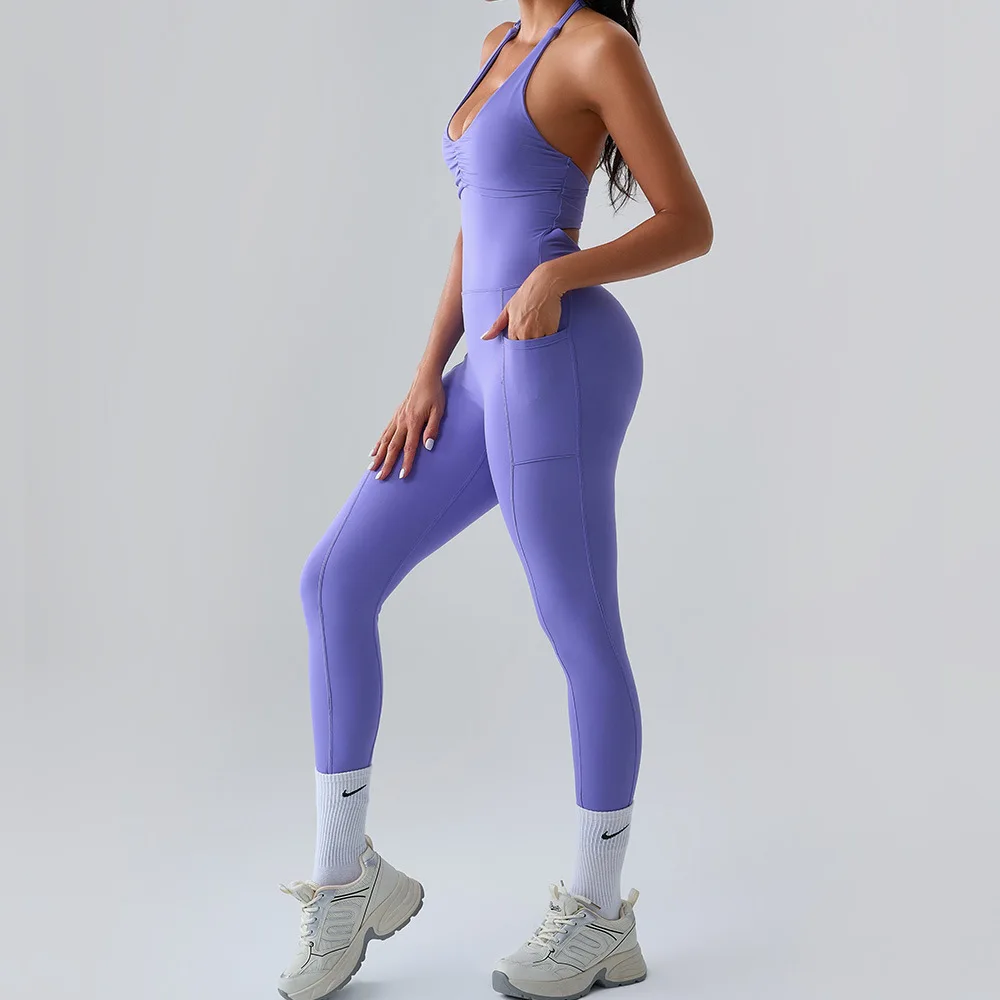 2025New Style Yoga Backless Sexy Jumpsuits Gym Wom Quick-Drying Yoga Clothing One Piece Sleeveless Women's Scrunch Training Suit