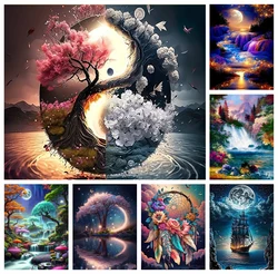 AZQSD Diamond Painting Tree Waterfall Landscape Embroidery Dream Catcher 30x40cm Home Decor Full Round Drill Needlework Crafts