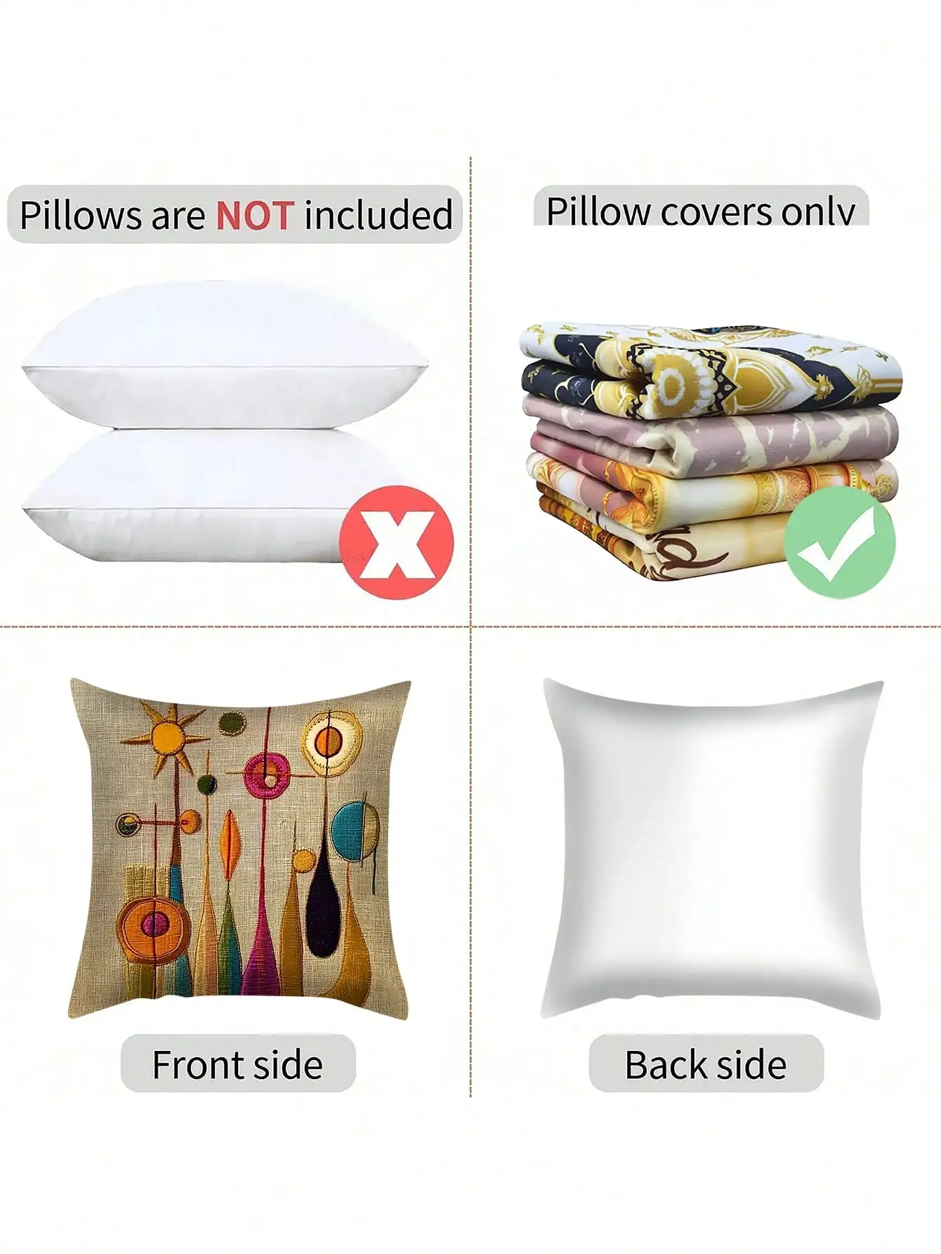 1pc Retro Medieval Atomic Space Age Abstract Print Pattern Throw Pillowcase, Non-Embroidery, Soft And Comfortable, Polyester Material, Suitable For Cars, Home, Living Room Sofa Bedroom And Other Various Rooms, Without Pillow Core-No Embroidery