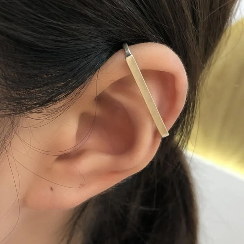 

Simple Long Ear Clip Real 925 Sterling Silver Earring No Piercing Cuff Ear Clip Earrings Gothic Punk Rock Jewelry Allergy Free