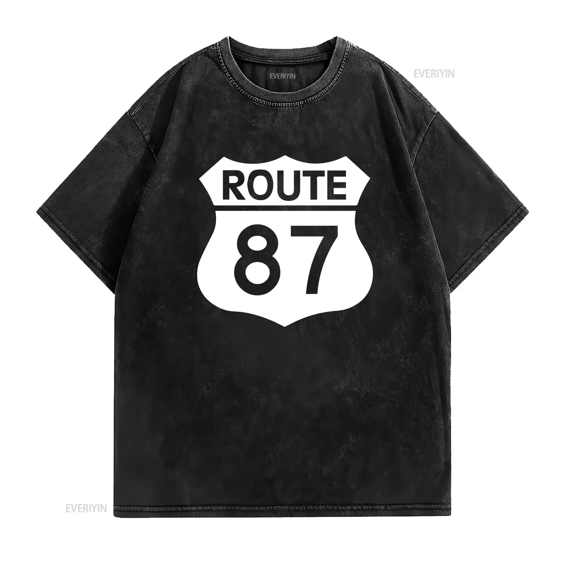 Route 87 Sign T Shirt Highway vintage Washed designer clothes Top For Everyday Wear Soft Slightly fashion graphic Stylish homme