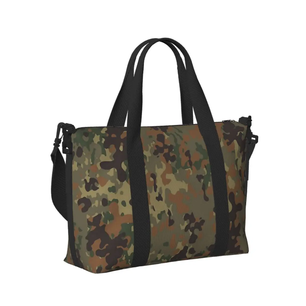 

Flecktarn Camouflage Beach Travel Bag Large Capacity Tote Bags for Gym Sport Women Shopping Duffle Shoulder Bag