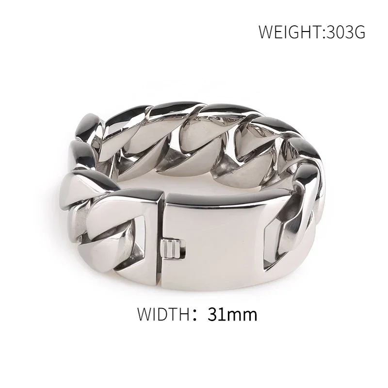 Fashion 316 Stainless Steel Silver Color Bracelet Bangle Men\'s Heavy Chunky Link Chain Bracelet Jewellery Bracelets Bangle