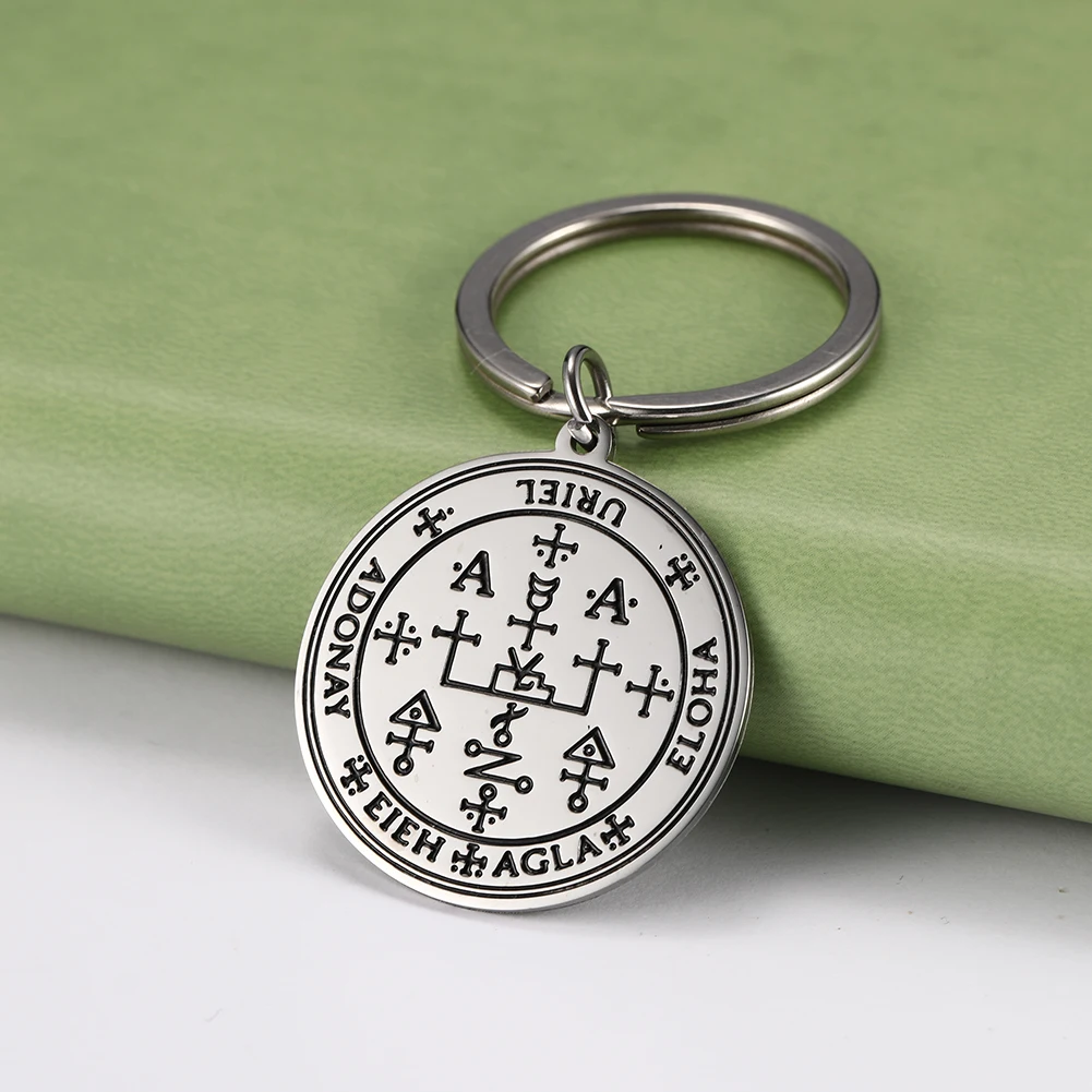 Dawapara Seal of Archangel Michael Samael Zadkiel Uriel Pendant Keychain Michaelmas Protection Amulet Stainless Steel Jewelry