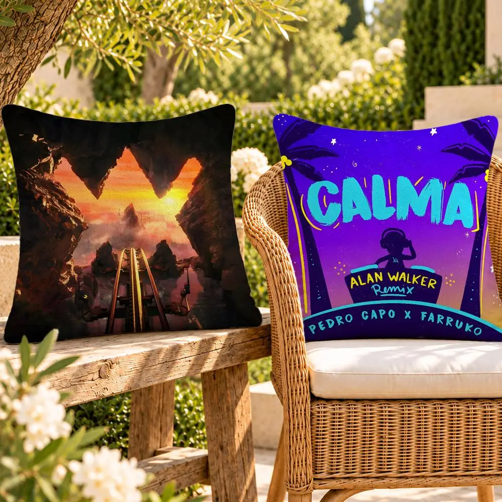 Music Electronic Alan Walker Cushion Cover Soft Plush Throw Pillow Cover Washable Sofa Bed Patio Chair Home Decor