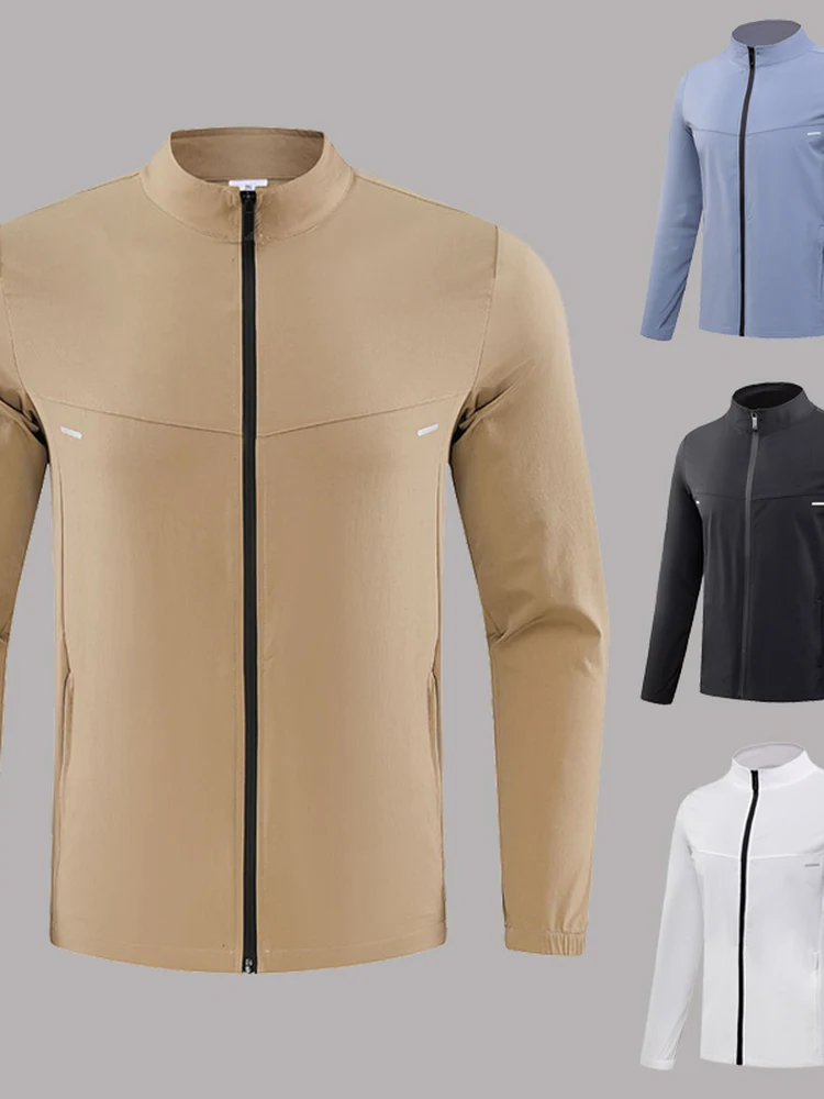 

Новая мужская спортивная куртка-кардиган на молнии с длинным рукавом для бега, защита от солнца, дышащая, для активного отдыха, повседневная, 2026 год
