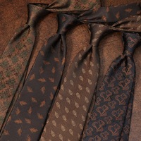 2025 Luxury Brown White Dots Neckties 8cm Oversized Ties For Men Adult Groom Wedding Gift Polyester Jacquard Red Neck Tie Cravat