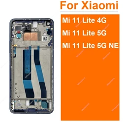 Middle Frame Housing For Xiaomi Mi 11 Lite 11 Lite 5G NE Rear Middle Bezel Holder Plate with Volume Side Buttons Repair Parts